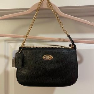 New with tags Coach wristlet with gold chain